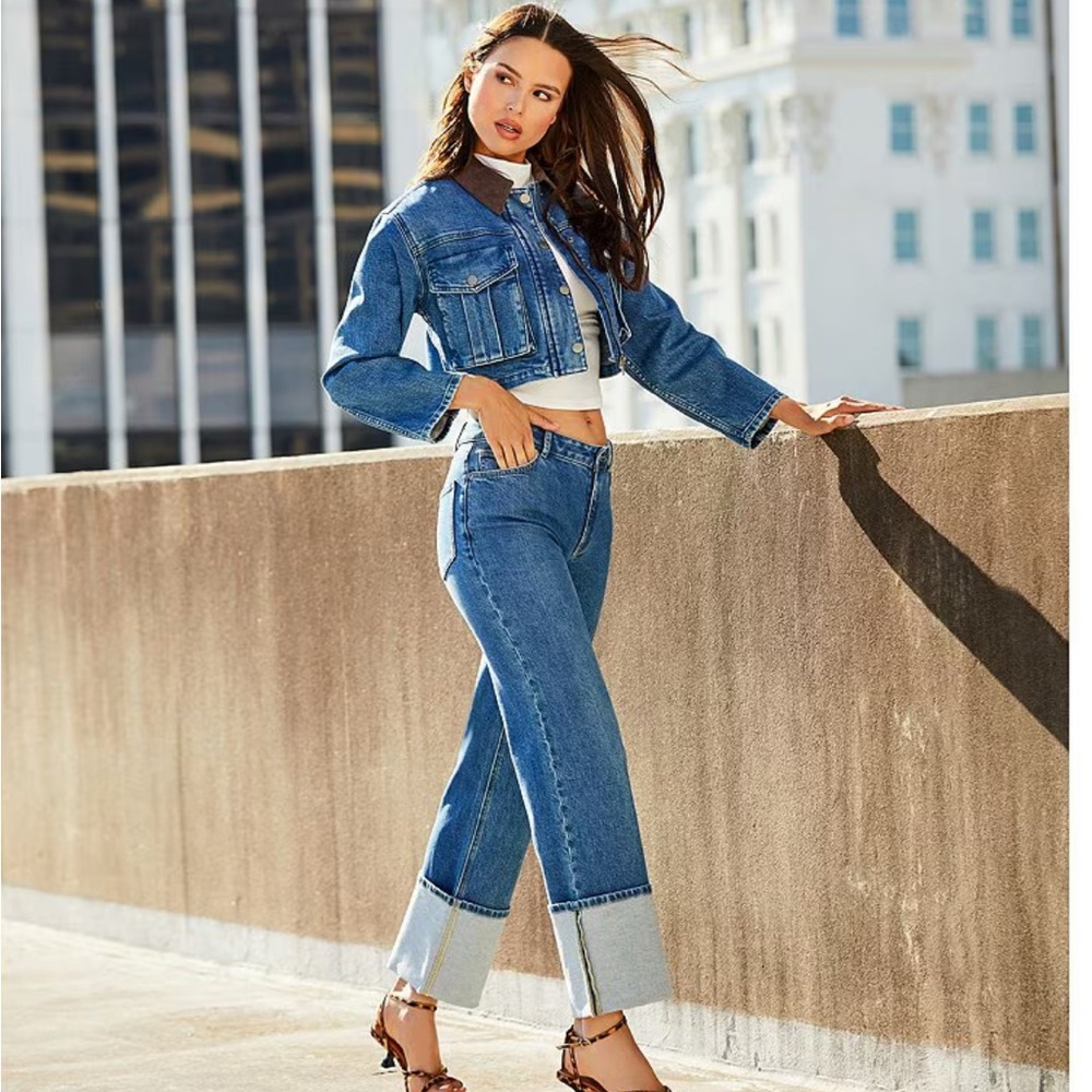 Gianni Bini Blue Denim Cuffed Jeans